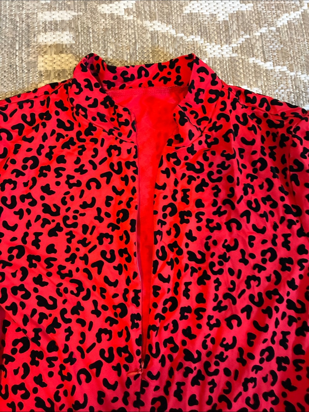 Red Leopard Print Ruffle Jumpsuit - Picture 2 of 6